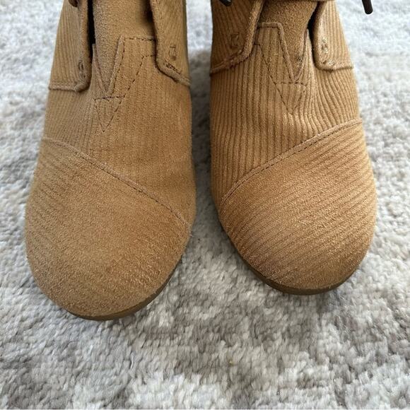Toms Corduroy Brown Wedge Booties - Picture 4 of 9